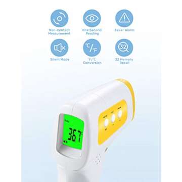 CocoBear Forehead Fever Infrared Digital Thermometer for Baby, Adult & Elderly - Non-Contact with Fever Alert Function