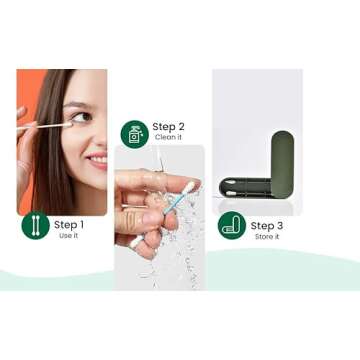 2pcs Reusable Cotton Swab Ear Cleaning Cosmetic Silicone Buds Swabs Sticks Double-headed Recycling For Cleaning Makeup