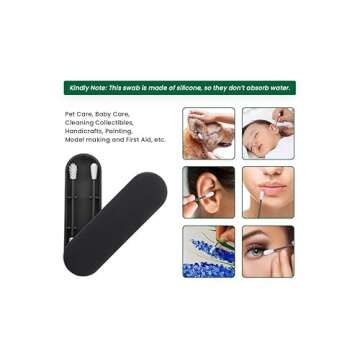 2pcs Reusable Cotton Swab Ear Cleaning Cosmetic Silicone Buds Swabs Sticks Double-headed Recycling For Cleaning Makeup