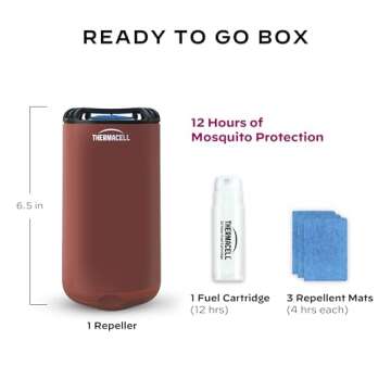 Thermacell Mosquito Repeller Patio Shield; Includes 12-Hour Refill; 15 Foot Zone of Protection; Highly Effective Mosquito Repellent for Patio; Deet Free Bug Spray Alternative; Scent Free