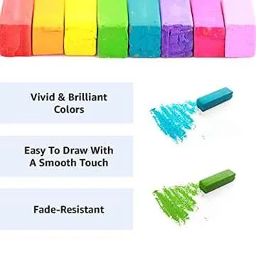 Mungyo Non Toxic Square Chalk, Soft Pastel, 64 Pack, Assorted Colors (B441R078-7003A)