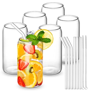 Buy CWHHRN Glass Cups with Straw 6 Set - Eco-Friendly Drinkware