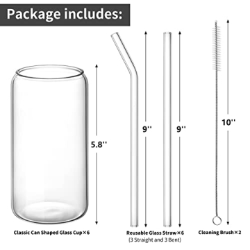 Buy CWHHRN Glass Cups with Straw 6 Set - Eco-Friendly Drinkware