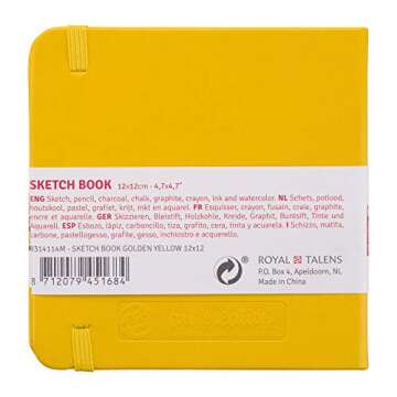 Talens T9314-114M 441793 Art Creations Sketchbook, Drawing Notebook, 4.7 x 4.7 inches (12 x 12 cm), Golden Yellow