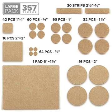 X-Protector 357 pcs Felt Furniture Pads for Hardwood Floors