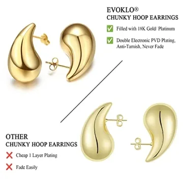 Gold Teardrop Chunky Earrings Set for Women Fashion