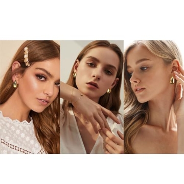 Gold Teardrop Chunky Earrings Set for Women Fashion