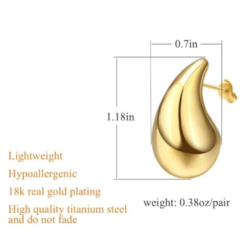 Gold Teardrop Chunky Earrings Set for Women Fashion