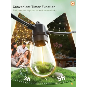 addlon 200FT LED Outdoor String Lights with Remote & Timer