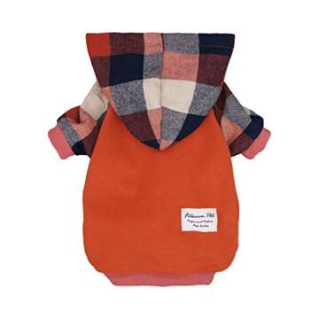 Fitwarm Dog Plaid Shirts Doggie Clothes Puppy Hoodies Cat Hooded T Shirts Pet Outfits Cotton Orange Small