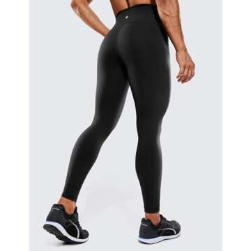 CRZ YOGA Women's Hugged Feeling Compression Leggings 28 Inches - High Waist Thick Tummy Control Work...