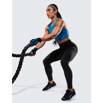 CRZ YOGA Women's Hugged Feeling Compression Leggings 28 Inches - High Waist Thick Tummy Control Workout Pants Black Small