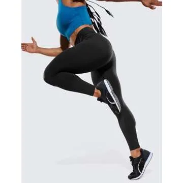 CRZ YOGA Women's Hugged Feeling Compression Leggings 28 Inches - High Waist Thick Tummy Control Workout Pants Black Small