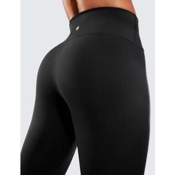 CRZ YOGA Women's Hugged Feeling Compression Leggings 28 Inches - High Waist Thick Tummy Control Workout Pants Black Small