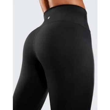 CRZ YOGA Women's Hugged Feeling Compression Leggings 28 Inches - High Waist Thick Tummy Control Workout Pants Black Small