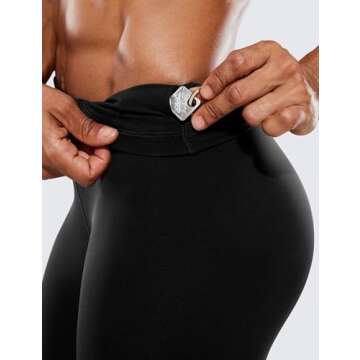 CRZ YOGA Women's Hugged Feeling Compression Leggings 28 Inches - High Waist Thick Tummy Control Workout Pants Black Small