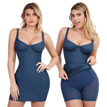 Popilush Denim Shapewear Dress - Stylish Sleeveless Bodycon