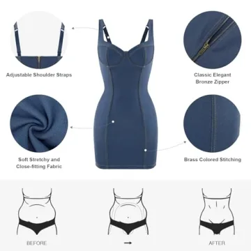 Popilush Denim Shapewear Dress - Stylish Sleeveless Bodycon