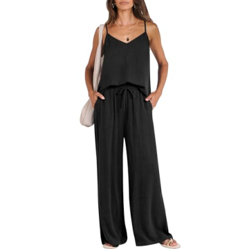 ANRABESS Women's 2 Piece Linen Lounge Set Casual Matching Pants Jumpsuit Summer Beach Travel Vacatio...