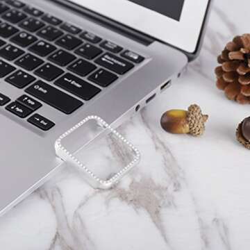 Henstar Compatible with Apple Watch Case 38mm,iWatch Face Bling Crystal Diamonds Plate Cover Protective Frame Compatible with Apple Watch Series 3/2/1 (Silver-Diamond, Series 3/2/1 38mm)