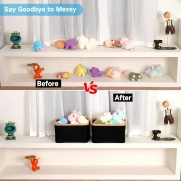 Stylish efluky Collapsible Storage Baskets with Bamboo Handles