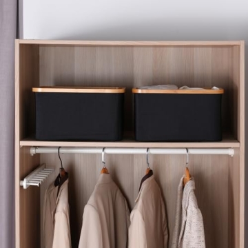 Stylish efluky Collapsible Storage Baskets with Bamboo Handles