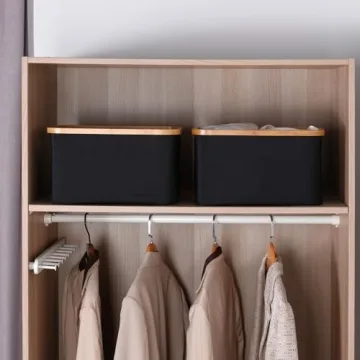 Stylish efluky Collapsible Storage Baskets with Bamboo Handles