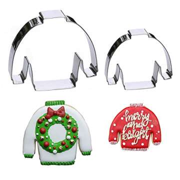 Ugly Christmas Sweater Cookie Cutter, Premium Food Grade Stainless Steel, Dishwasher Safe (Christmas Sweater 2 Piece)
