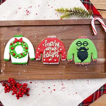 Ugly Christmas Sweater Cookie Cutter, Premium Food Grade Stainless Steel, Dishwasher Safe (Christmas Sweater 2 Piece)