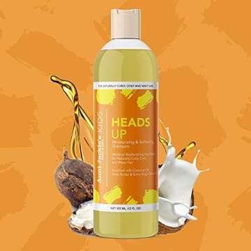 Aunt Jackie's Kids Heads Up Moisturizing and Hair Softening Shampoo for Naturally Curly, Coily and Wavy Hair, 12 oz