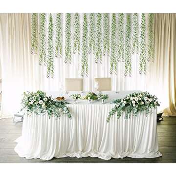 Lvydec 6pcs Artificial Vines Fake Greenery Garland Willow Leaves with Total 30 Stems Hanging for Wed...