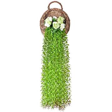 Lvydec 6pcs Artificial Vines Fake Greenery Garland Willow Leaves with Total 30 Stems Hanging for Wedding Party Home Garden Wall Decoration