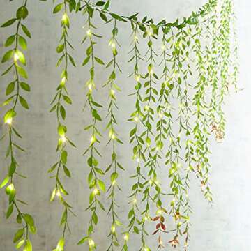 Lvydec 6pcs Artificial Vines Fake Greenery Garland Willow Leaves with Total 30 Stems Hanging for Wedding Party Home Garden Wall Decoration