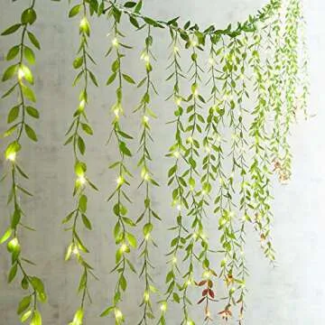 Lvydec 6pcs Artificial Vines Fake Greenery Garland Willow Leaves with Total 30 Stems Hanging for Wedding Party Home Garden Wall Decoration
