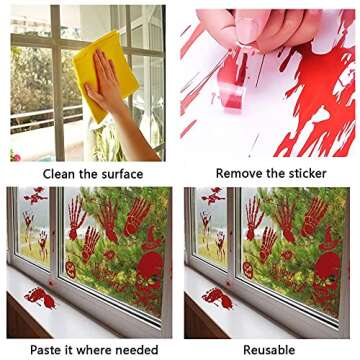 84Pcs Halloween Decorations Handprint Footprint Stickers Clings Decals Window Bathroom Floor Restroom Zombie Decorations Halloween Party Decor,8 Sheets