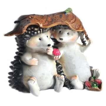 Top Collection Enchanted Story Fairy Garden Hedgehogs Sharing Outdoor Statue