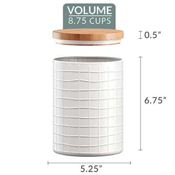 Barnyard Designs Canister Sets for Kitchen Counter, Flour Coffee Tea Sugar Container Set with Bamboo Lids, Vintage Farmhouse Decor Kitchen Canisters, Metal/Bamboo, Set of 3 (White)
