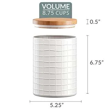 Barnyard Designs Canister Sets for Kitchen Counter, Flour Coffee Tea Sugar Container Set with Bamboo Lids, Vintage Farmhouse Decor Kitchen Canisters, Metal/Bamboo, Set of 3 (White)
