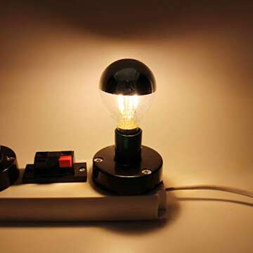 Lxcom Lighting 4W Half Chrome Gold LED Light Bulb(4 Pack), G45/G14 E14 Base Dimmable Gold Tipped Vintage LED Filament Bulbs Warm White 2700K Decorative Globe Bulbs