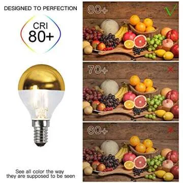 Lxcom Lighting 4W Half Chrome Gold LED Light Bulb(4 Pack), G45/G14 E14 Base Dimmable Gold Tipped Vintage LED Filament Bulbs Warm White 2700K Decorative Globe Bulbs