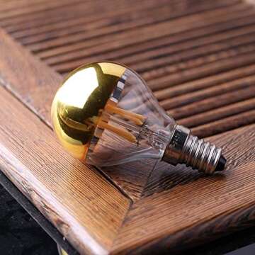 Lxcom Lighting 4W Half Chrome Gold LED Light Bulb(4 Pack), G45/G14 E14 Base Dimmable Gold Tipped Vintage LED Filament Bulbs Warm White 2700K Decorative Globe Bulbs