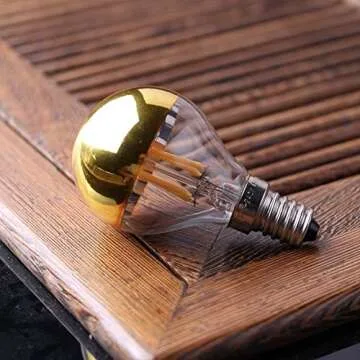 Lxcom Lighting 4W Half Chrome Gold LED Light Bulb(4 Pack), G45/G14 E14 Base Dimmable Gold Tipped Vintage LED Filament Bulbs Warm White 2700K Decorative Globe Bulbs