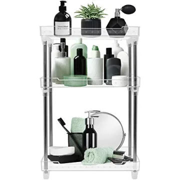 Sorbus Bathroom Organizer Countertop - 3 Tier Acrylic Organizer Shelf Tray Clear Vanity Makeup Stora...