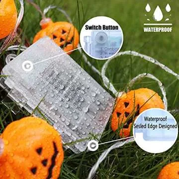 Runleo Halloween Pumpkin String Lights, 30 LED 16.4 FT 8 Modes Timer 3D Waterproof Orange Jack-O-Lantern Battery Operated Decorative Twinkle Lights for Indoor Bedroom Camper Decor Party Decorations