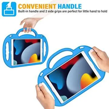 SUPLIK Kids Case for iPad 9th/8th/7th Generation (10.2 inch, 2021/2020/2019), iPad 10.2" Protective Case with Shoulder Strap Handle Stand for Apple iPad 7th/8th/9th Gen, Blue
