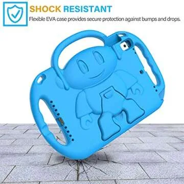 SUPLIK Kids Case for iPad 9th/8th/7th Generation (10.2 inch, 2021/2020/2019), iPad 10.2" Protective Case with Shoulder Strap Handle Stand for Apple iPad 7th/8th/9th Gen, Blue