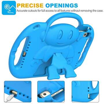 SUPLIK Kids Case for iPad 9th/8th/7th Generation (10.2 inch, 2021/2020/2019), iPad 10.2" Protective Case with Shoulder Strap Handle Stand for Apple iPad 7th/8th/9th Gen, Blue