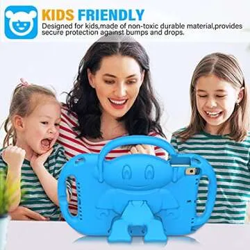 SUPLIK Kids Case for iPad 9th/8th/7th Generation (10.2 inch, 2021/2020/2019), iPad 10.2" Protective Case with Shoulder Strap Handle Stand for Apple iPad 7th/8th/9th Gen, Blue