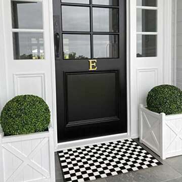 Seavish Checkered Rug, 2x3 Ft Moroccan Checkerboard Rug Black and White Outdoor Washable Rug Cotton ...