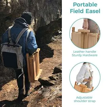 VISWIN French Easel, Hold Canvas up to 34", Beech Wood Adjustable Foldable Studio & Field Sketchbox Easel with Drawer, Palette, Level Instrument & Scale Leg, Portable Tabletop & Floor Painting Easel